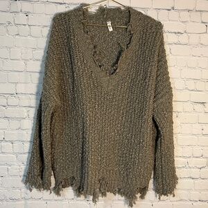 Olive Green Destroyed Sweater Grunge